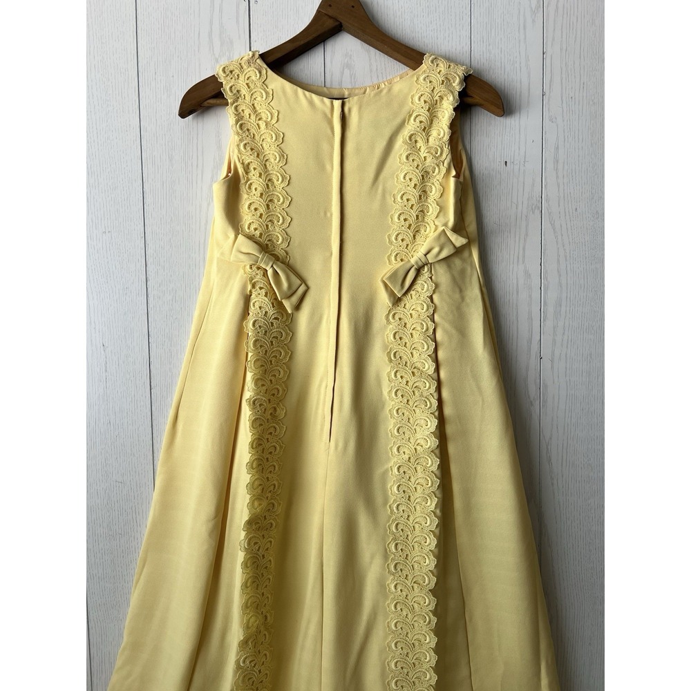 VTG 50's 60's Emma Domb Yellow Maxi Dress Gown Elegant Empire‎ Waist Sz 9 Formal